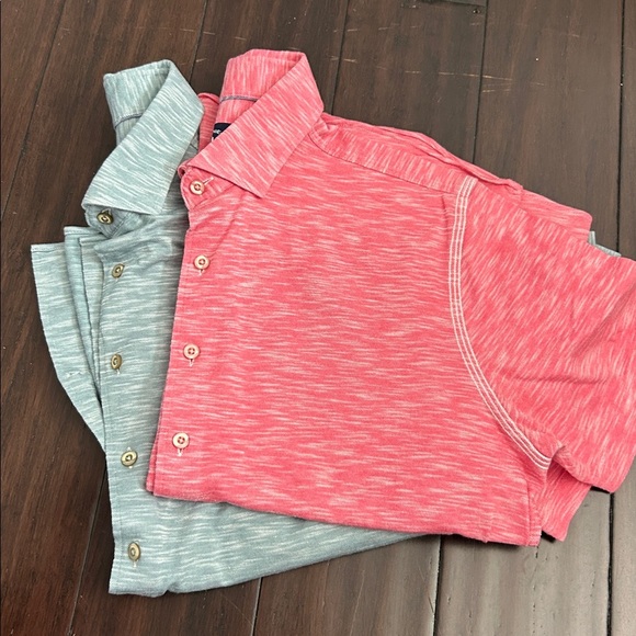 johnnie-O Top Shelf Casual Coral & Teal Button Down Shirts Boys Large Set of 2 - Picture 11 of 11